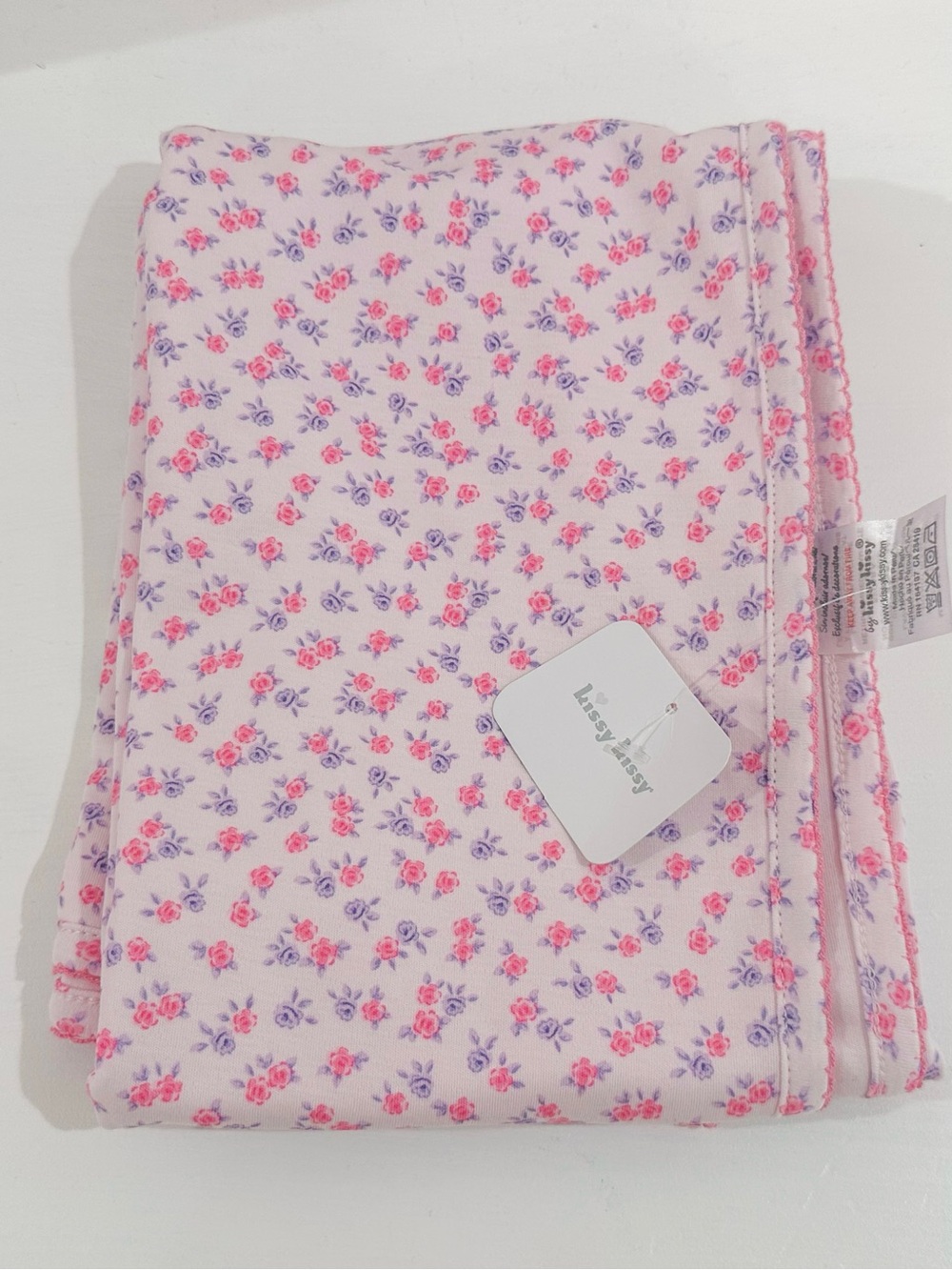 Kissy kissy pink purple floral blanket NWT